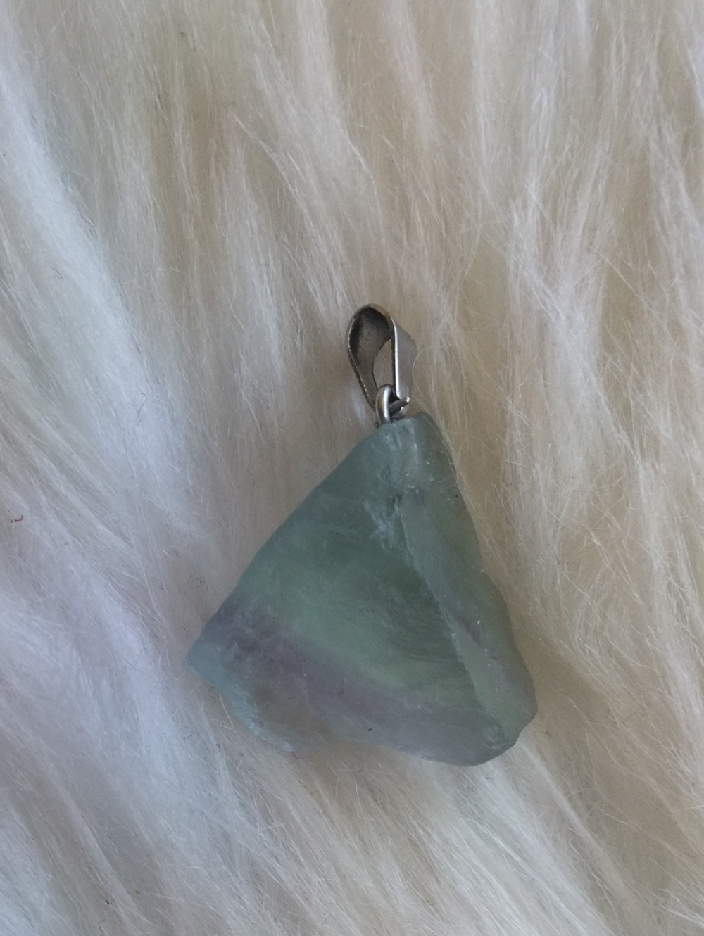 Raw Green & Purple Fluorite Stone Pendant